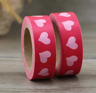 Pink heart pattern red label sticker custom DIY washi tape