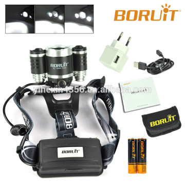 Updated Boruit Lanterna hodelykter 5000 LM 3*XM-T6 LED Headlamp