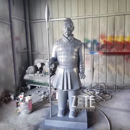 High quality resin soldier statue fiberglass terra-cotta warriors sculpture
