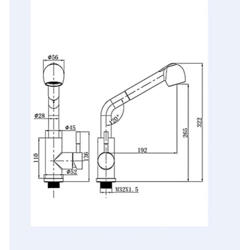 304 Stainless-Steel Brushed Pull Out Kitchen Sink Faucet