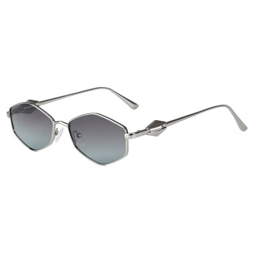 Unisex Geometric Hexagon TAC Polarized Metal Sunglasses