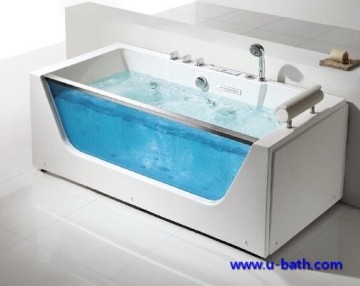 Rectangular glass whirlpool bath tub sale from Foshan