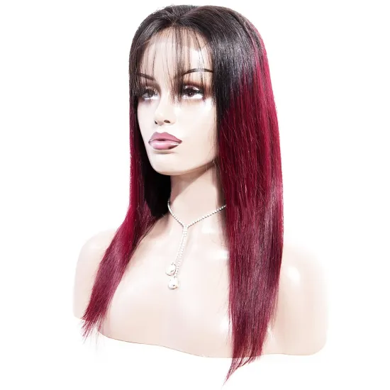 Wholesale Indian Temple Hair Natural Raw Indian Hair Virgin lace purple ombre hair wig