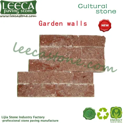 Red rose garden wall cultural stone
