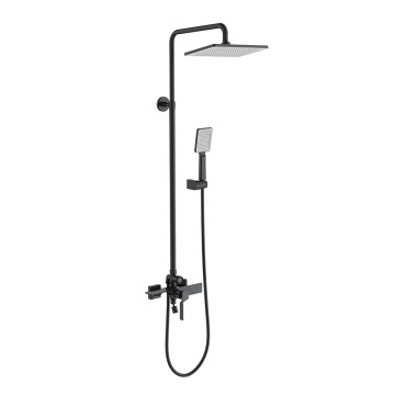 Black Square Handheld Mixer Integral Rain Shower Faucet