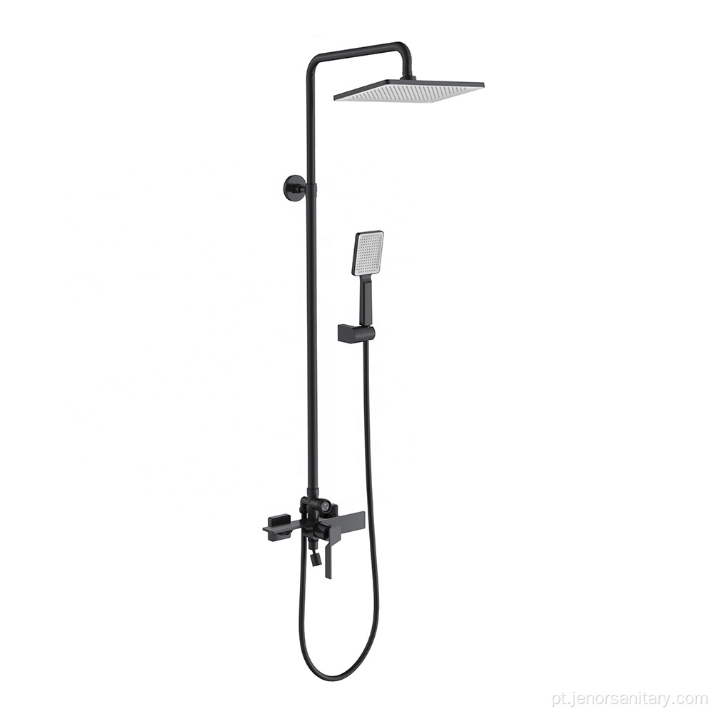 Black Square Handheld Mixer Integral Rain Shower Torneira