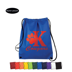 Blue nylon shoudle bag with custom logo