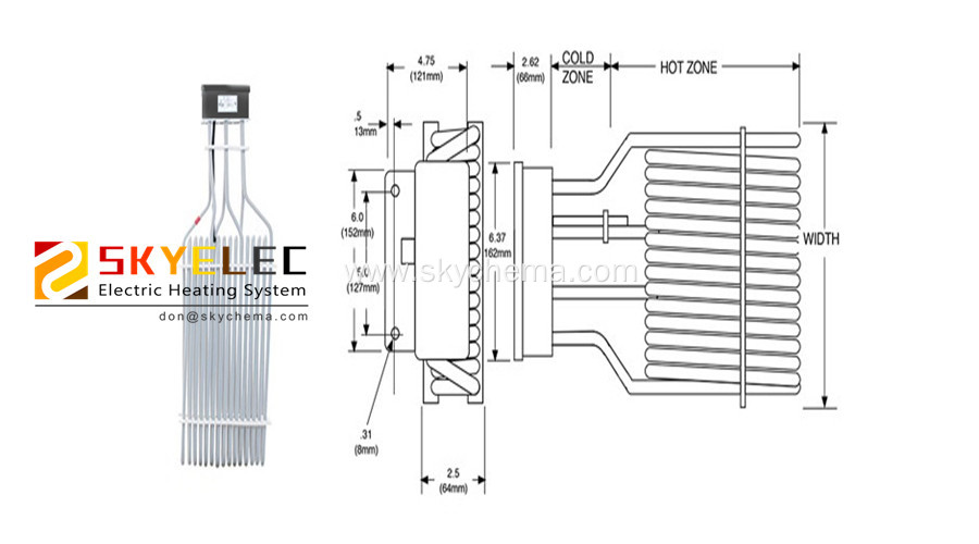 PTEF Single/Three Element Over-The-Side Tubular Heaters