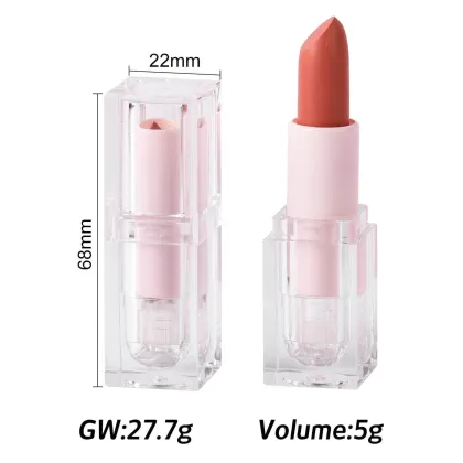 Custom Private Label Vegan Lipstick: Personalized Brown Creamy Lip Makeup in Clear Tube