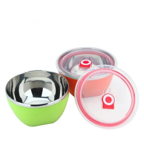 Multicolor Stainless Steel Bowls With Sealed Lids