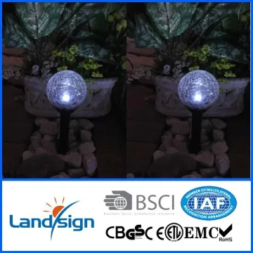 Outdoor solar garden light Super powered solar crackle glass ball lights