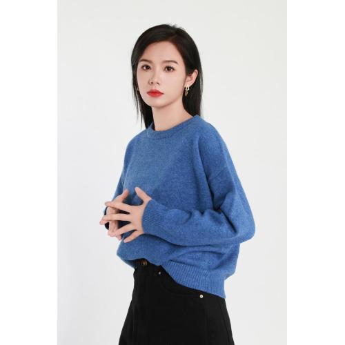 Cổ tròn dài -sleeved len dệt kim