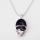 Blue Goldstone Skull Gemstone Pendant Necklace with Silver chain