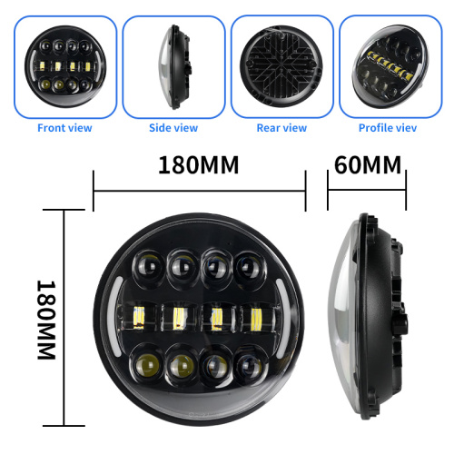 LiuHJG 12-80V 12 Lens 32W Double Colors Led Motorcycle Headlight