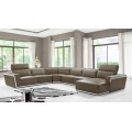 Luxe moderne lederen sectionele bank met chaise lounge