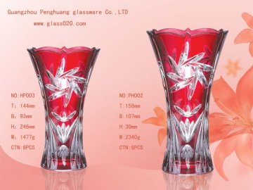 Promotional Spray Printing And Frosty Flower Art Personalized Glass Vase / Clear Vases
