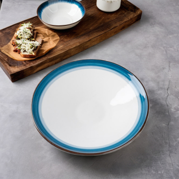 High Quality 9 Inch White Porcelain Lettuce Bowls - CHAODA Customized Round Ceramic Mixing Bowl Set for Tablewares