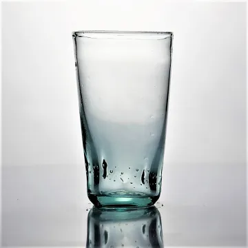 Hand Blown Green Bubbled Recycled Glass Drinking Cup
