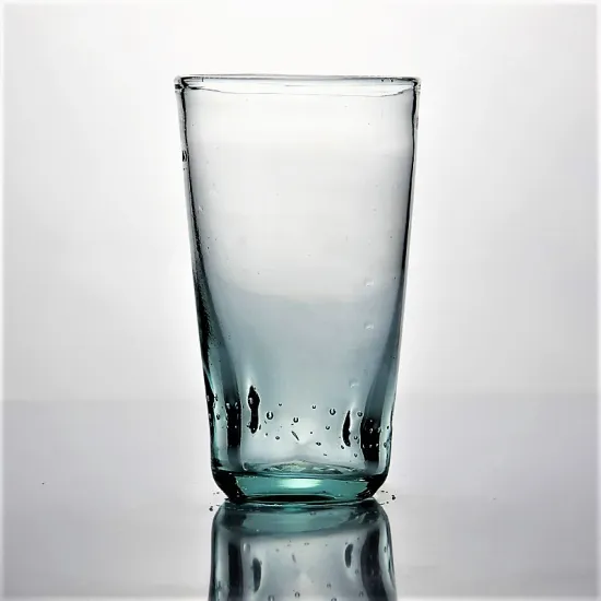 Hand Blown Green Bubbled Recycled Glass Drinking Cup