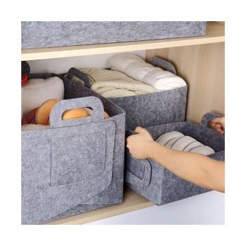 Panier de stockage pliable en 3 couleurs avec des poignées pour l'organisation du placard