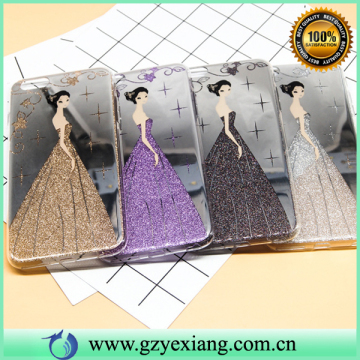 Wedding Dress Princess Glitter TPU Case For Iphone 7 IMD Back Cover