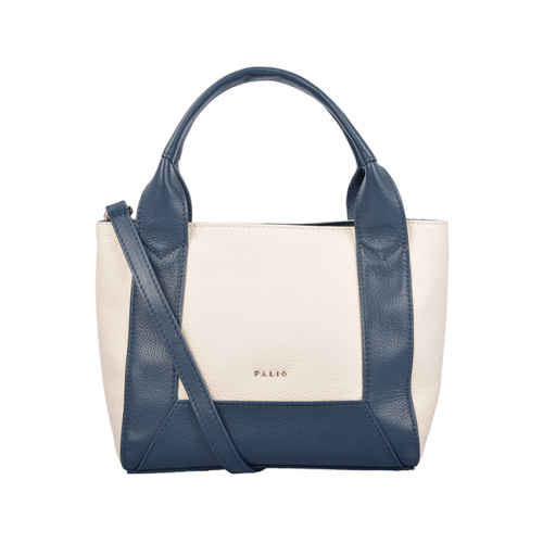 Contrast Color Soft Grain Leather Tote Women Bags