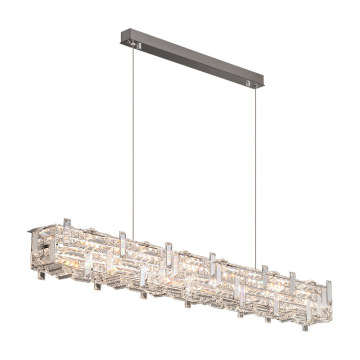 Modern Italian Luxury Restaurant Décor: Crystal Chandeliers, Simple Elegance, and Long Hanging Lamps