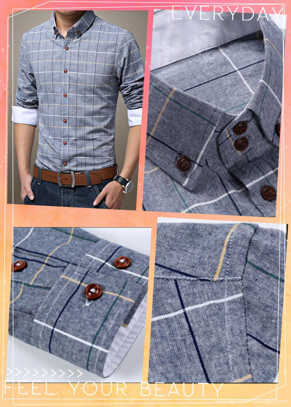 Men's cotton linen button down shirt