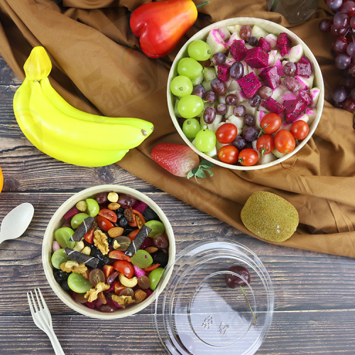 Salade de salade en papier kraft jetable avec couvercle