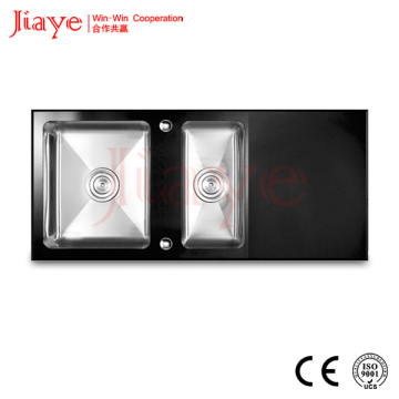 Glasstop handmade sink with drain/Stainless steel handmade sink for apartment JY-10848G