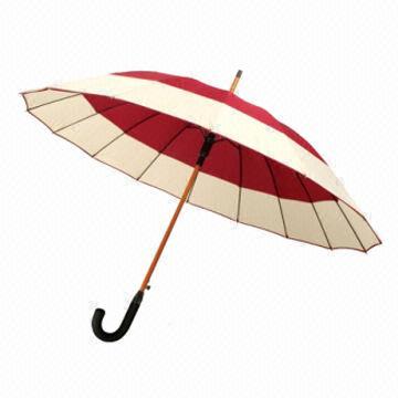 Color Assorted Wooden Shaft Umbrellas with Wooden Crook Handle