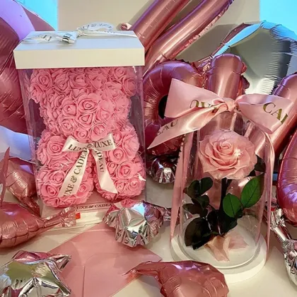 Factory Wholesale 16 Inch 40 cm Rose Bear Valentine Foam Teddy Bear with PVC Box