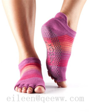 2016 Yhao Manufacturer Custom Multi-color Pilates Yoga Socks Non Slip Ankle Grip Bare Instep Half Toe Yoga Socks