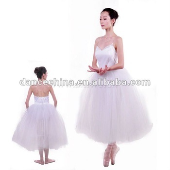 10BL1001 Adult White Long tutu Swan Lake Ballet Dress Long Tutu