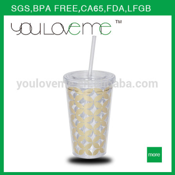 16 Oz double wall personalized acrylic AS travel tumbler with straw