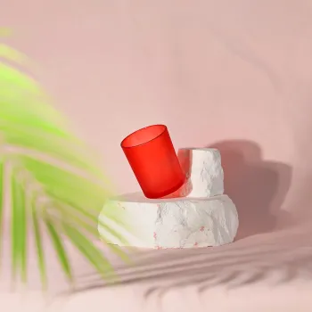 Luxury Crystal Frosted Matte Red Glass Candle Jars with Metal & Bamboo lids