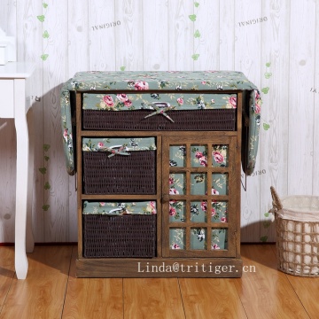 Corner Ironing Board Wood Cabinet with Storage Drawer