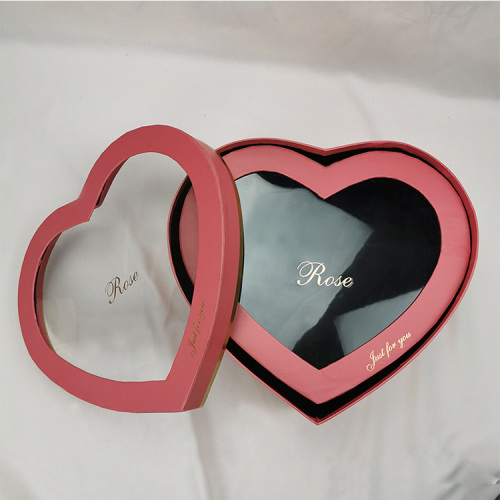 Heart Shaped Flowers Gift Box Custom Clear Window