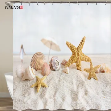 3D seaside beach shell shower curtain waterproof polyester home decor curtains bathroom screen with hook 200*180cm
