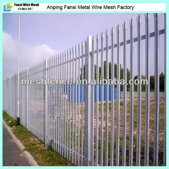 1.2m high rounded & notched galvanised palisade fence