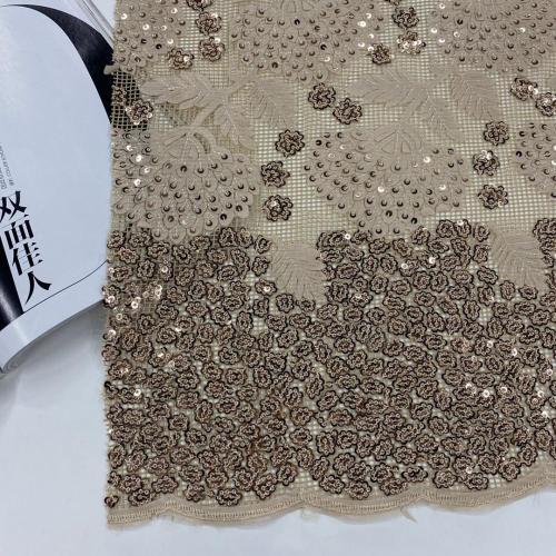 Glitter Sequins Chiffon Laser Cut Emboridery Fabric
