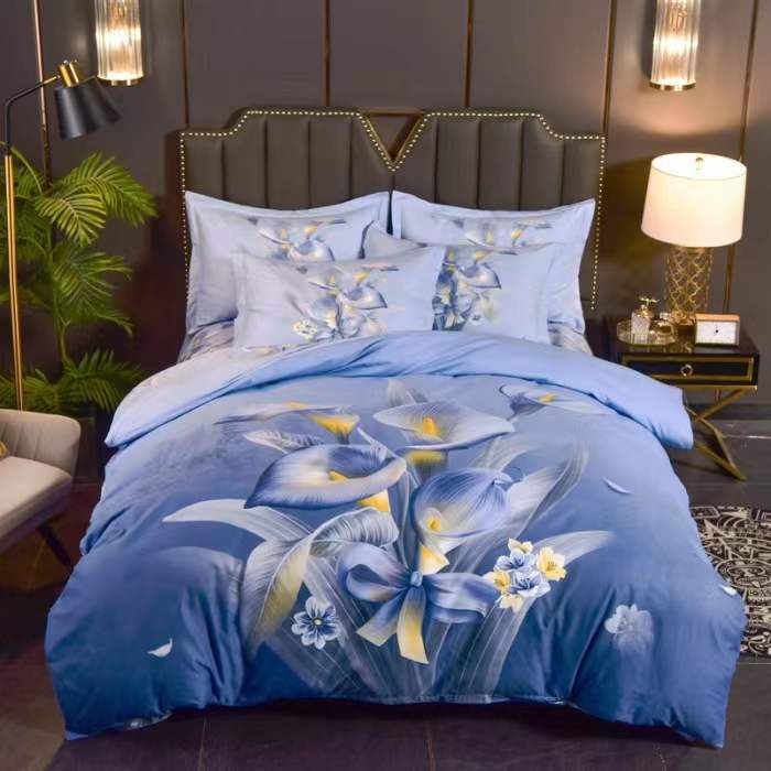 Bright color flower printed bedding set