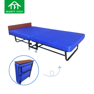 Modern Foldable Queen Size Bed with Headboard and Removable Foam Mattress