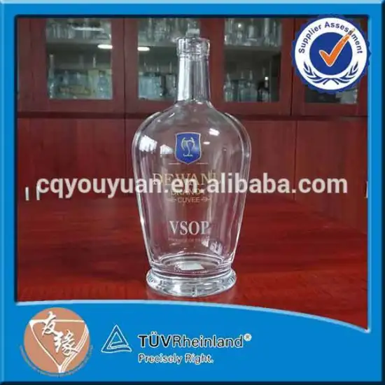 Hot selling empty 700ml VSOP BRANDY custom brand logo decal decorative glass bottle wholesale