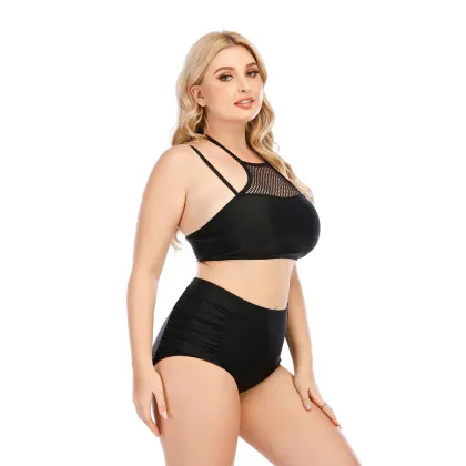 2024 Splicing Bikini Swimwear: Plus Size Women's L-4XL Two-Pieces Set