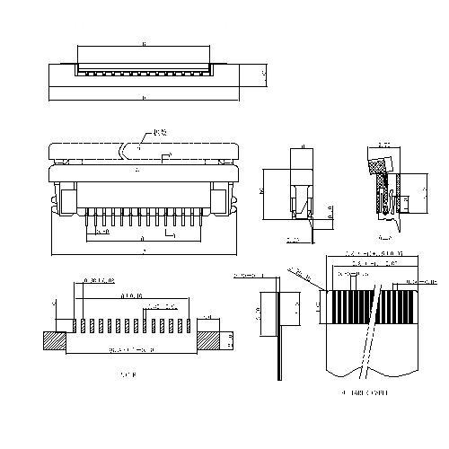 0.8mm FPC,H=2.5mm, SMT RIGHT ANGLE ZIF,Bottom contact, With solder Pattern area FPC0.8-XXRMBXX3