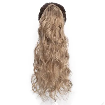 Aisi Hair Wholesale Long Wavy Wrap Around Ponytail Hairpieces Long Body Wave Brown Synthetic Ponytails Hair Extensions For Women