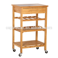 Rolling Bamboo Kitchen Carrello portaoggetti con cassetto e ripiani Home Furntirure