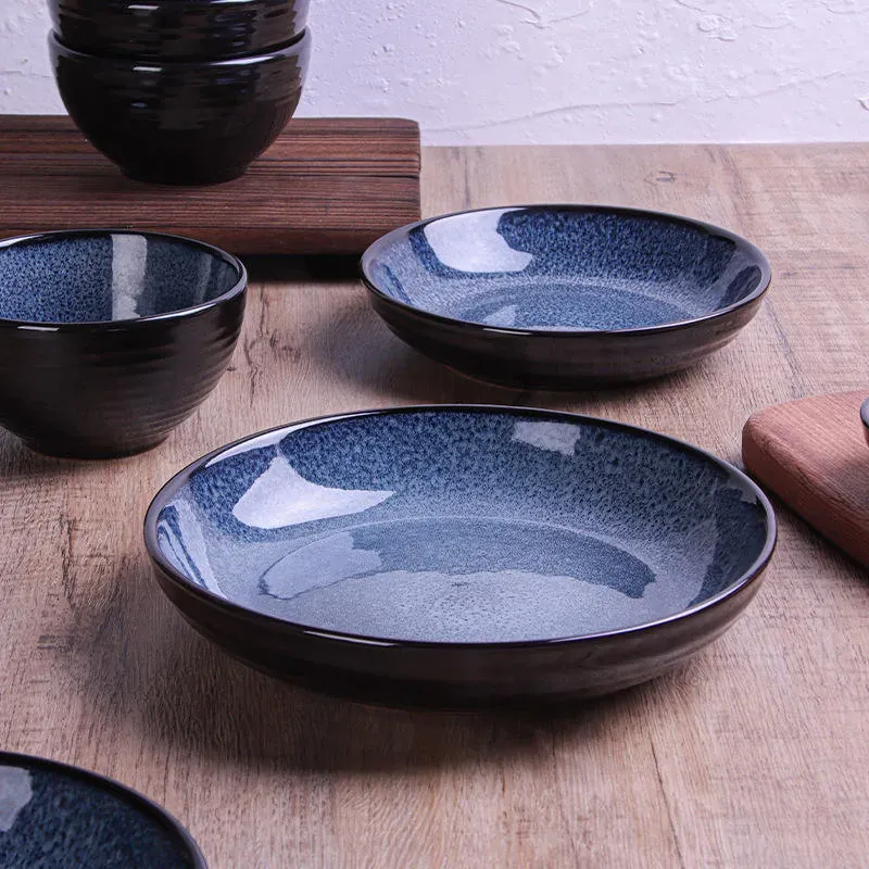 Handcrafted Blue Ceramic Glaze Tableware Set
