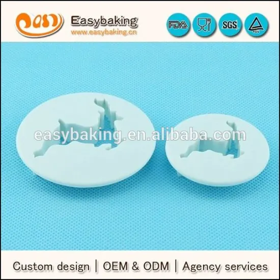 2pcs christmas deer plastic custom fondant cake decorating cutter